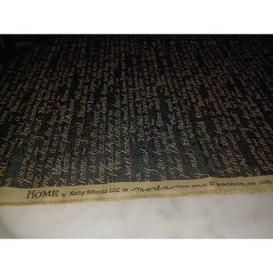 Fabric Remnant "Home" by Kathy Schmitz LLC 20" x 48" Black & Tan